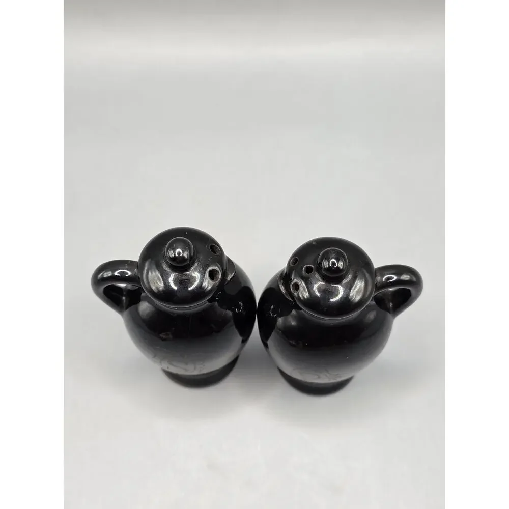 Vintage Black Pitcher Jug Salt Pepper Shaker Set Japan